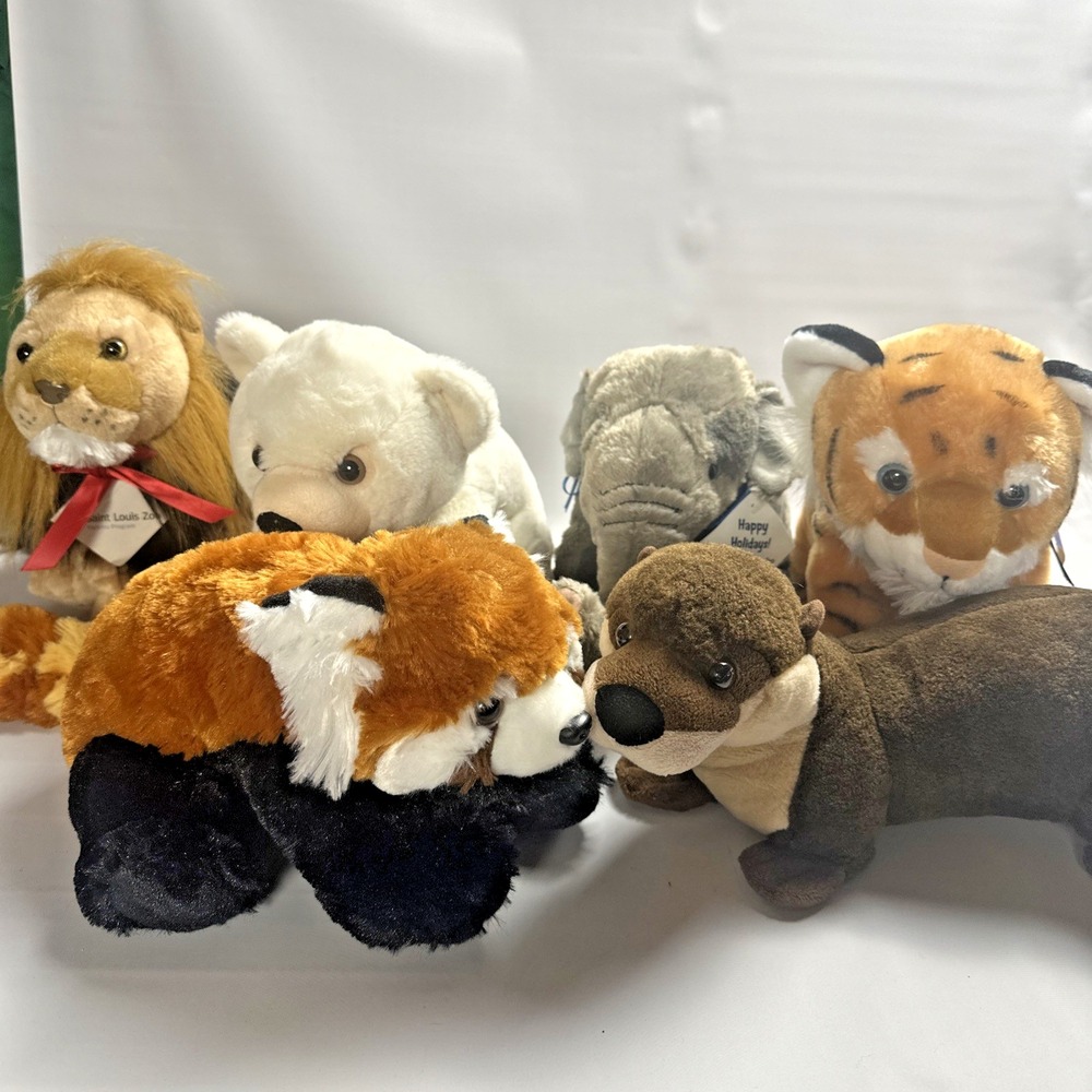 St Louis Zoo Plush Lot Lion Tiger Polar Bear Elephant Otter Red Panda Wild Anima